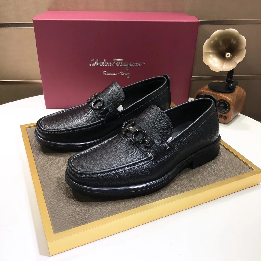 Men's shoes 💰500💰[Ferragamo/Ferragamo] The latest model in the counter. Original imported cowhide fabric + 🐂 water-dyed sheepskin lining + original luxury metal buckle + original combined outsole. Comparison without pressure 38--45 (45 is custom-made and cannot be returned or exchanged)